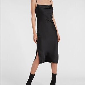 Express Elegant Black Slip Dress Cowl Neck - Size XL